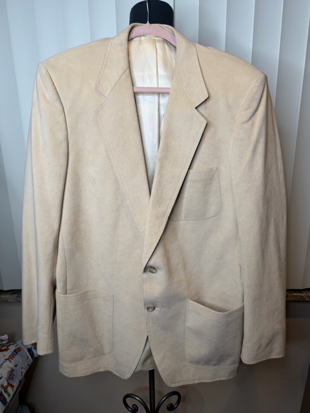 Maas Brothers Florida Men's Cream Suede Blazer - Classic Two-Button Sport Coat
